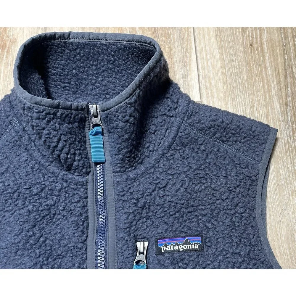 Patagonia Retro Pile Fleece Zip Up Gray Vest - Women Size Medium - Picture 7 of 14